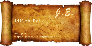 Jóna Erik névjegykártya